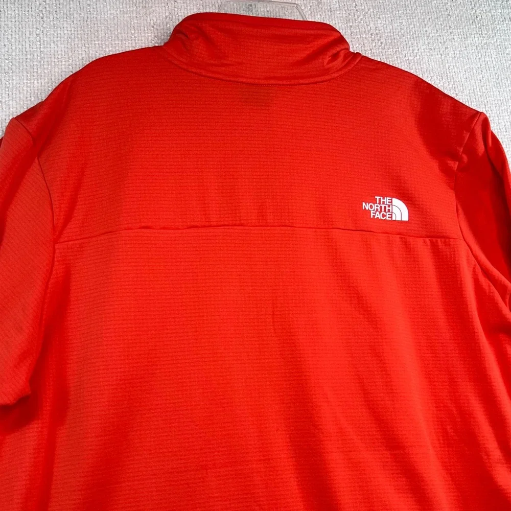 The North Face Mens 1/4‎ Zip Pullover Fleece Jacket Orange Logo Size XL